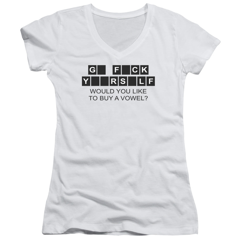 Buy A Vowel - Junior V-neck - White