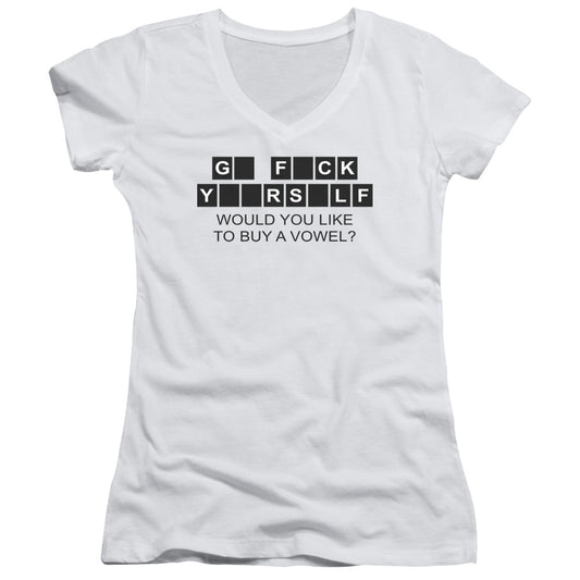 Buy A Vowel - Junior V-neck - White