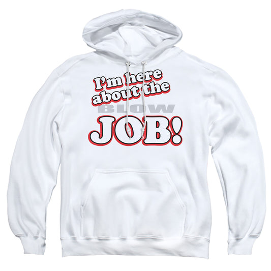 Here About Job - Adult Pull-over Hoodie - White