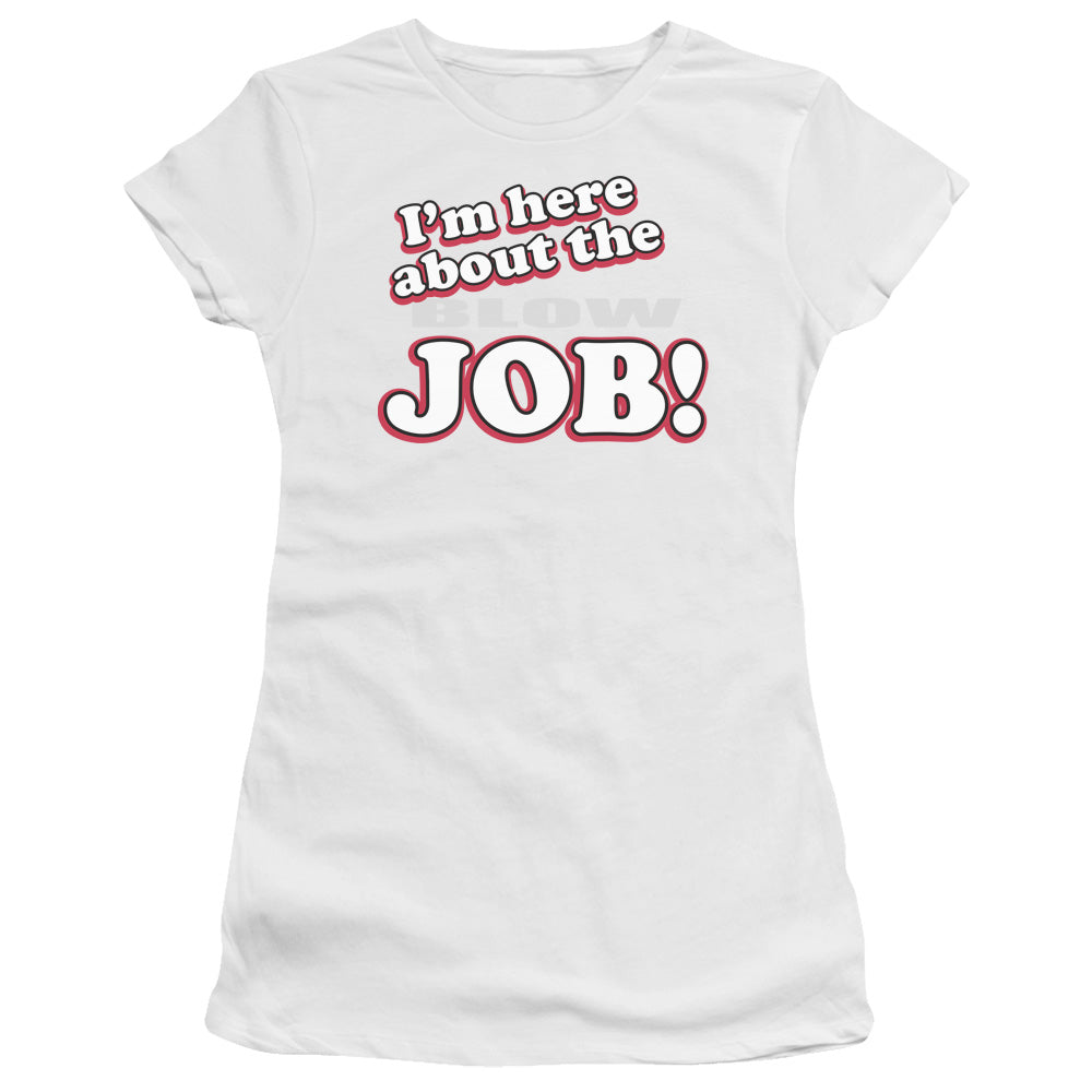 Here About Job - Short Sleeve Junior Sheer - White T-shirt