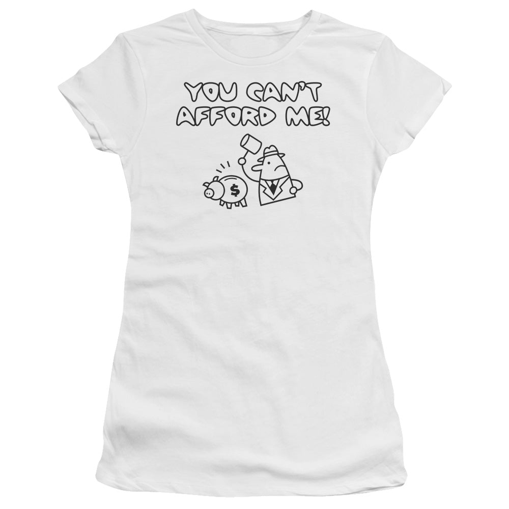 Cant Afford Me - Short Sleeve Junior Sheer - White T-shirt