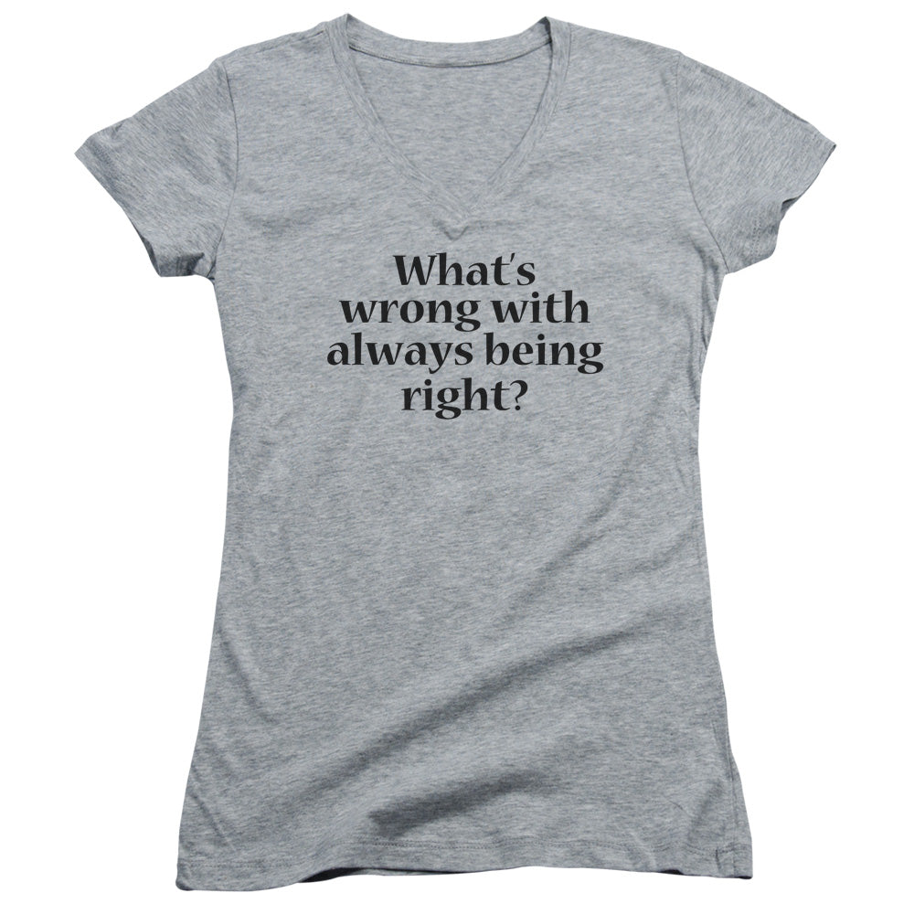 Whats Wrong-junior V-neck - Athletic Heather