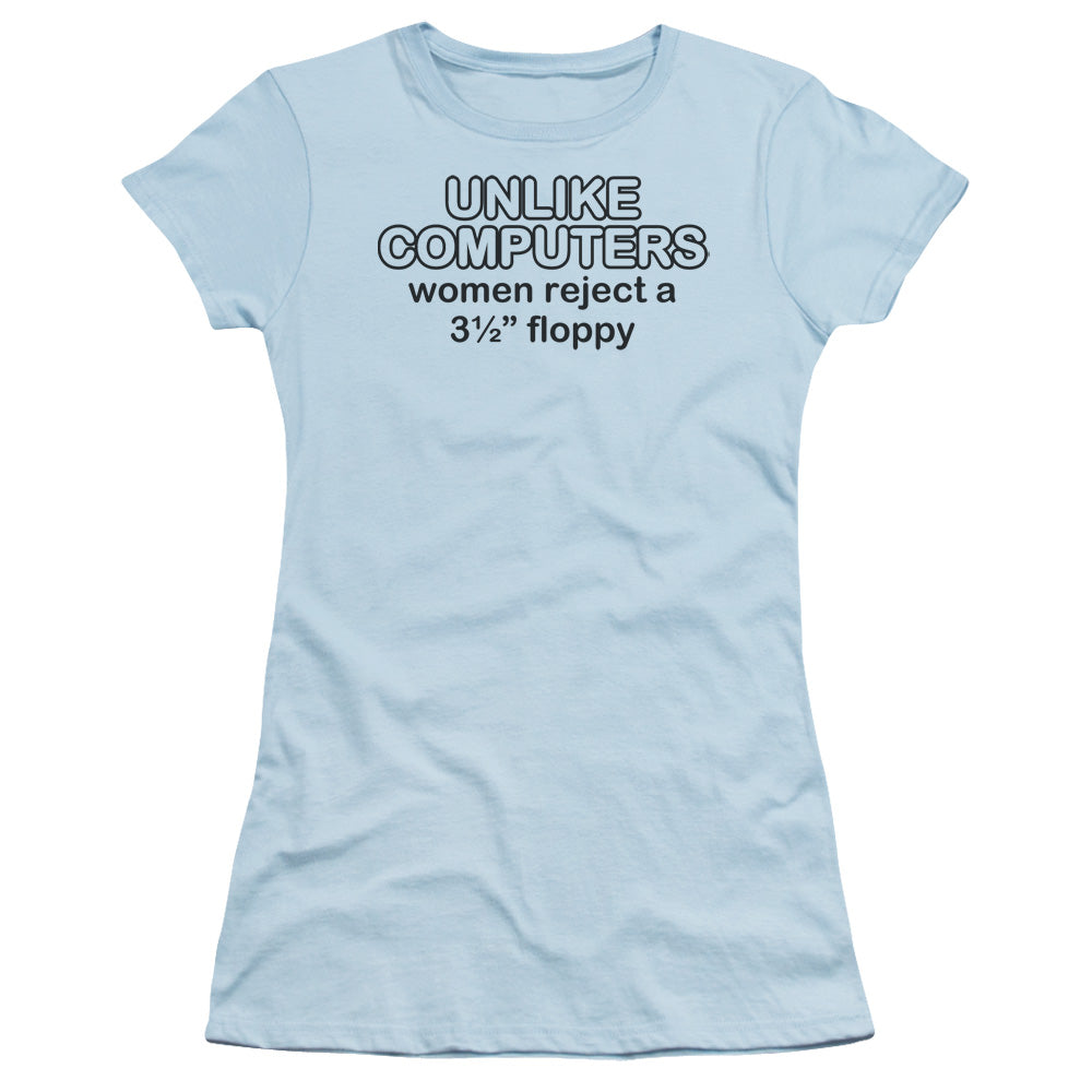 Unlike Computers - Short Sleeve Junior Sheer - Light Blue T-shirt