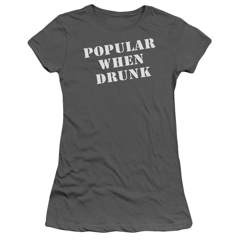 Popular When Drunk - Short Sleeve Junior Sheer - Charcoal T-shirt