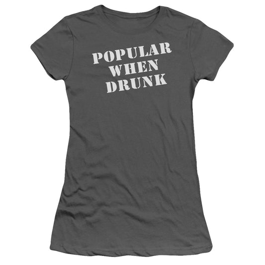 Popular When Drunk - Short Sleeve Junior Sheer - Charcoal T-shirt