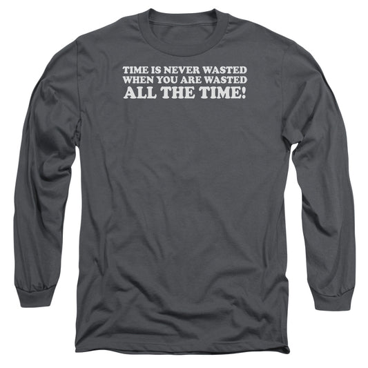 Time Is Never Wasted - Long Sleeve Adult 18 - 1 - Charcoal T-shirt