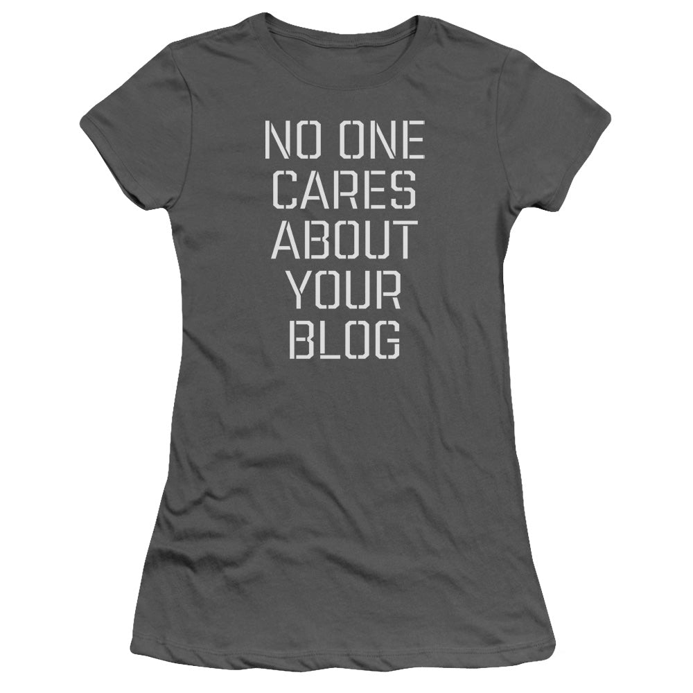 No One Cares - Short Sleeve Junior Sheer - Charcoal T-shirt