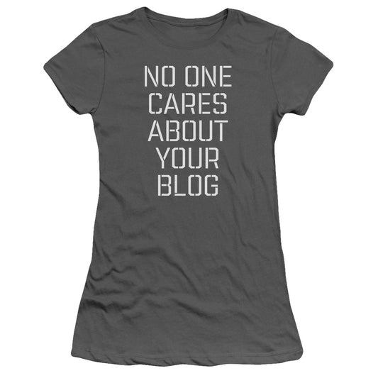 No One Cares - Short Sleeve Junior Sheer - Charcoal T-shirt