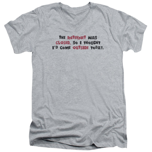 Internet Was Closed - Short Sleeve Adult V-neck - Athletic Heather T-shirt