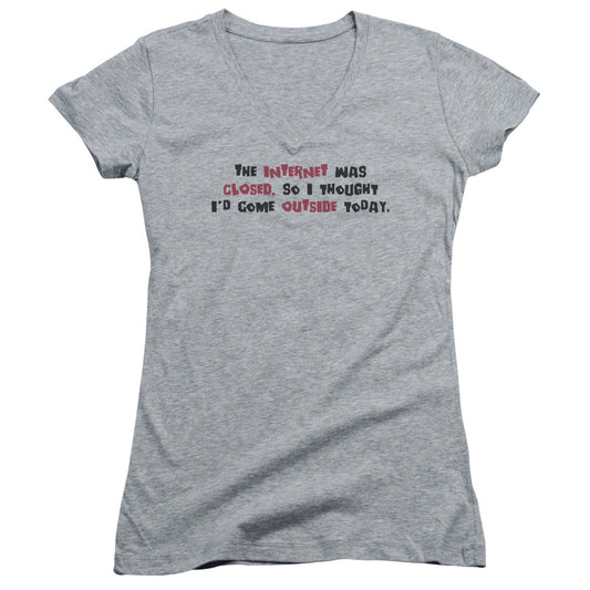 Internet Was Closed - Junior V-neck - Athletic Heather