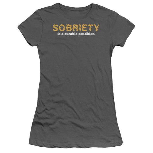 Sobriety - Short Sleeve Junior Sheer - Charcoal T-shirt