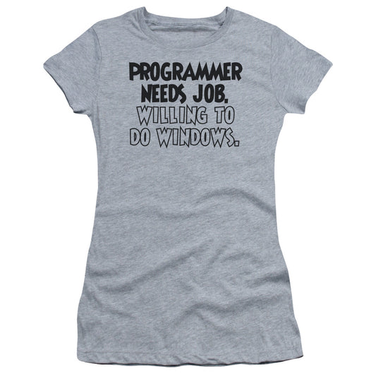 To Do Windows - Short Sleeve Junior Sheer - Athletic Heather T-shirt