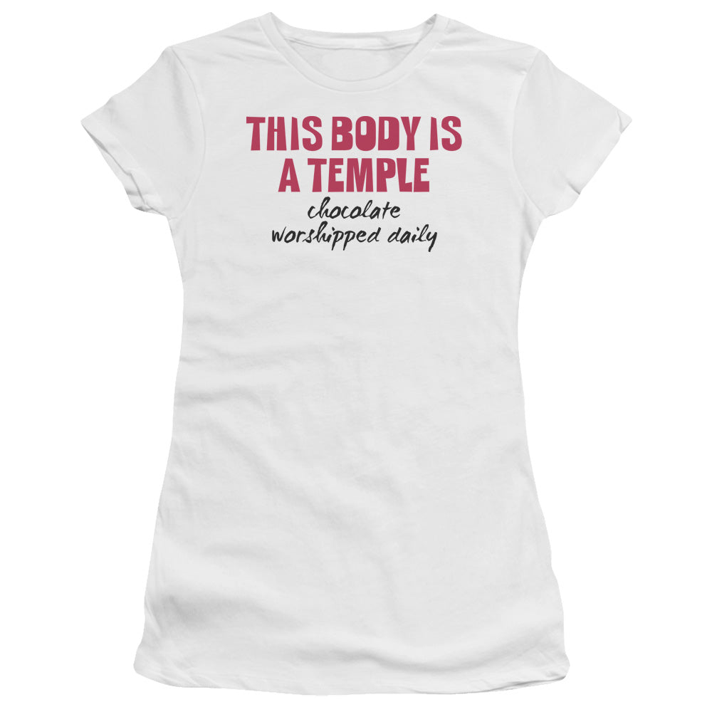 Chocolate Worshipped - Short Sleeve Junior Sheer - White T-shirt