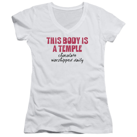 Chocolate Worshipped - Junior V-neck - White
