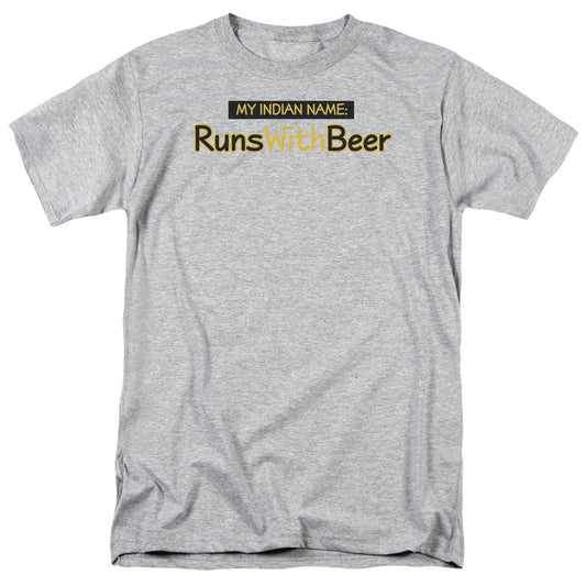 Runs With Beer - Short Sleeve Adult 18 - 1 - Athletic Heather T-shirt