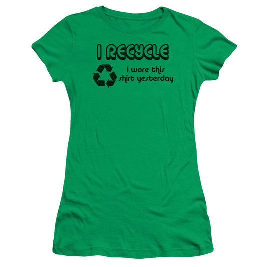I Recycle - Short Sleeve Junior Sheer - Kelly Green T-shirt