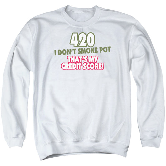 420 Credit Score - Adult Crewneck Sweatshirt - White
