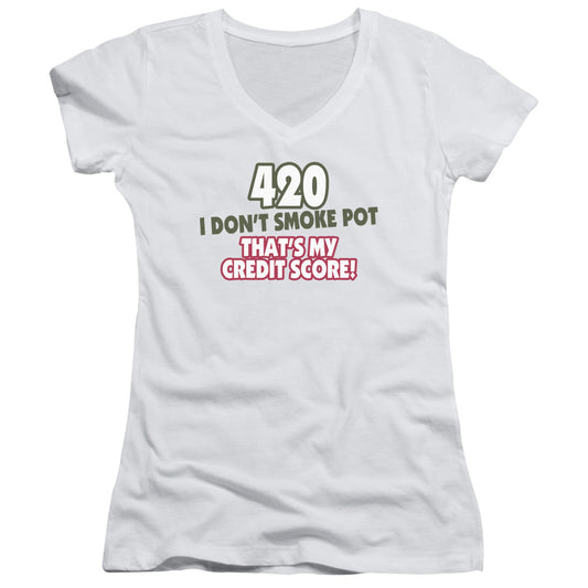 420 Credit Score - Junior V-neck - White