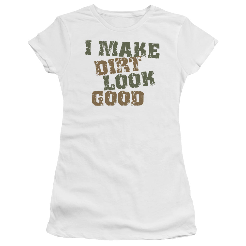 Dirt Look Good - Short Sleeve Junior Sheer - White T-shirt