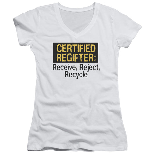 Certified Regifter-junior V-neck - White
