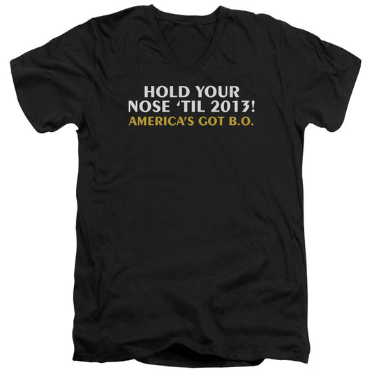 Americas Got B O - Short Sleeve Adult V-neck - Black T-shirt