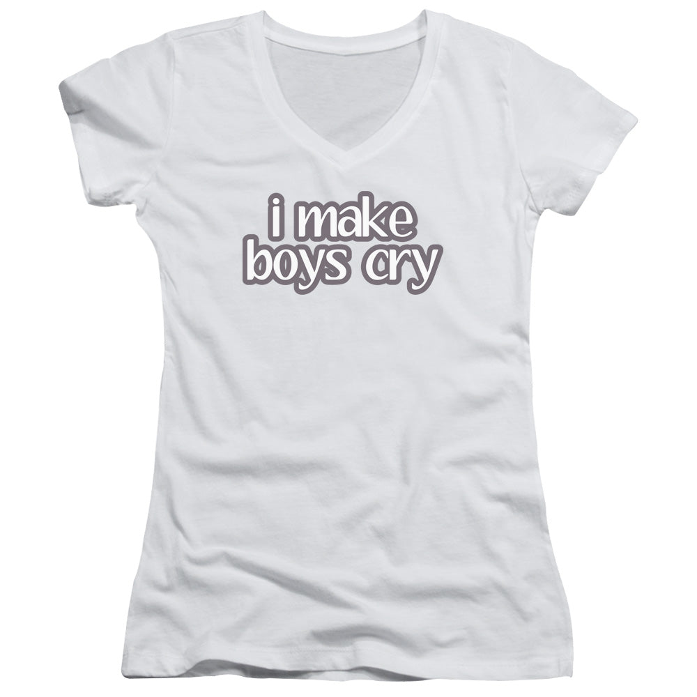I Make Boys Cry-junior V-neck - White