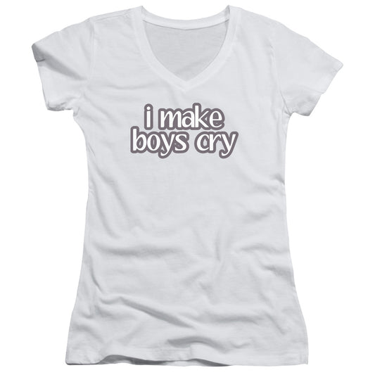 I Make Boys Cry-junior V-neck - White