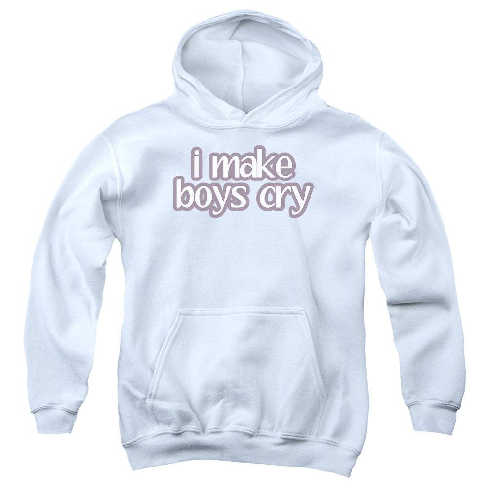 I Make Boys Cry - Youth Pull-over Hoodie - White