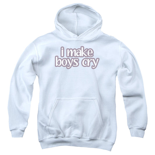 I Make Boys Cry - Youth Pull-over Hoodie - White