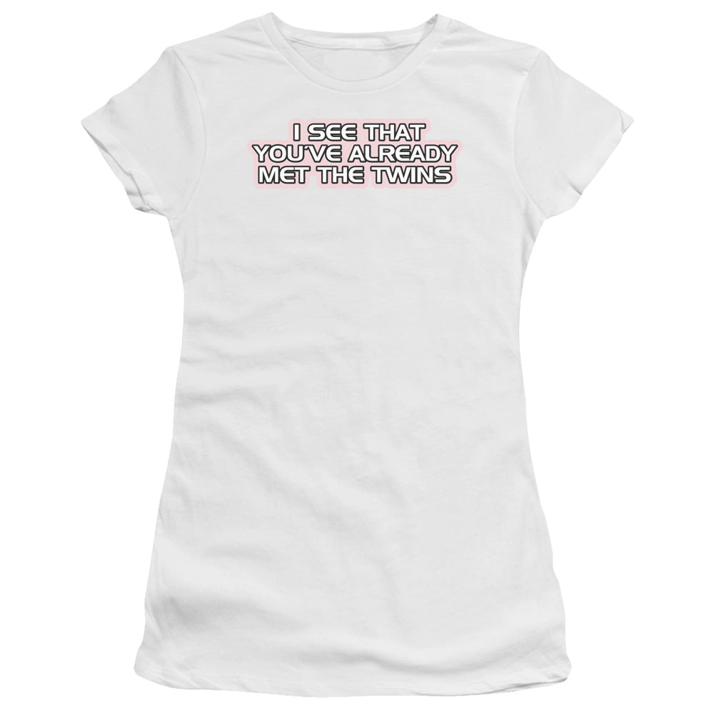 Met The Twins - Short Sleeve Junior Sheer - White T-shirt