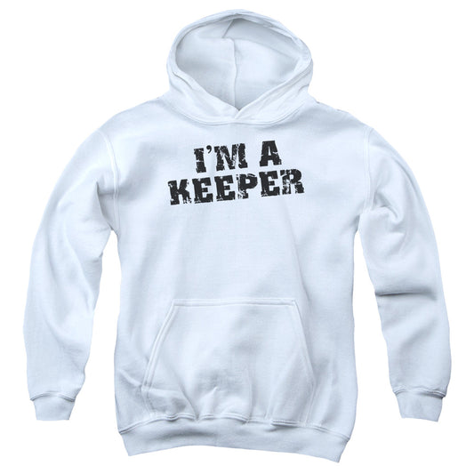 Im A Keeper - Youth Pull-over Hoodie - White