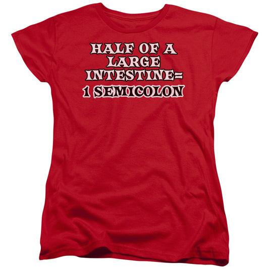 1 Semicolon - Short Sleeve Womens Tee - Red T-shirt