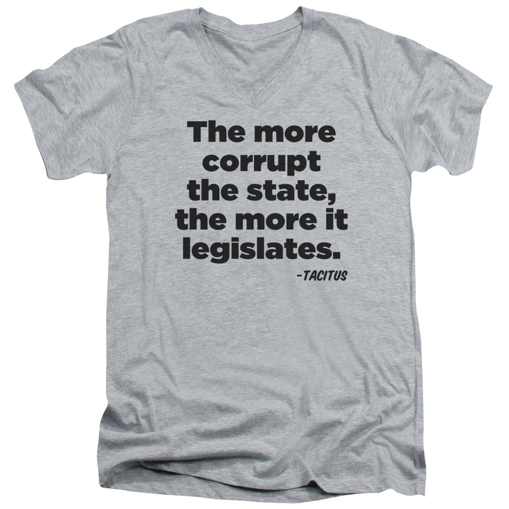 More It Legislates - Short Sleeve Adult V-neck - Athletic Heather T-shirt
