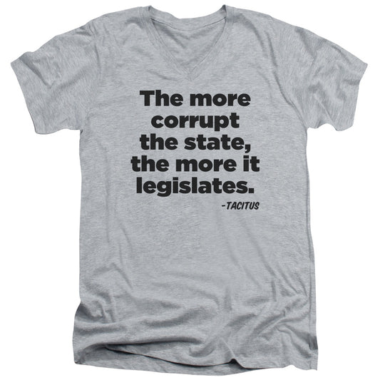 More It Legislates - Short Sleeve Adult V-neck - Athletic Heather T-shirt