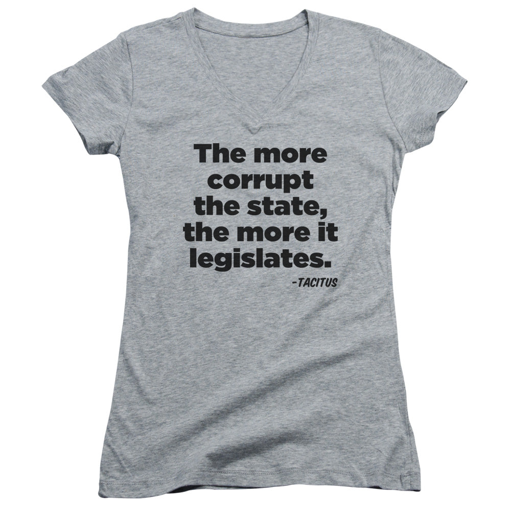 More It Legislates - Junior V-neck - Athletic Heather