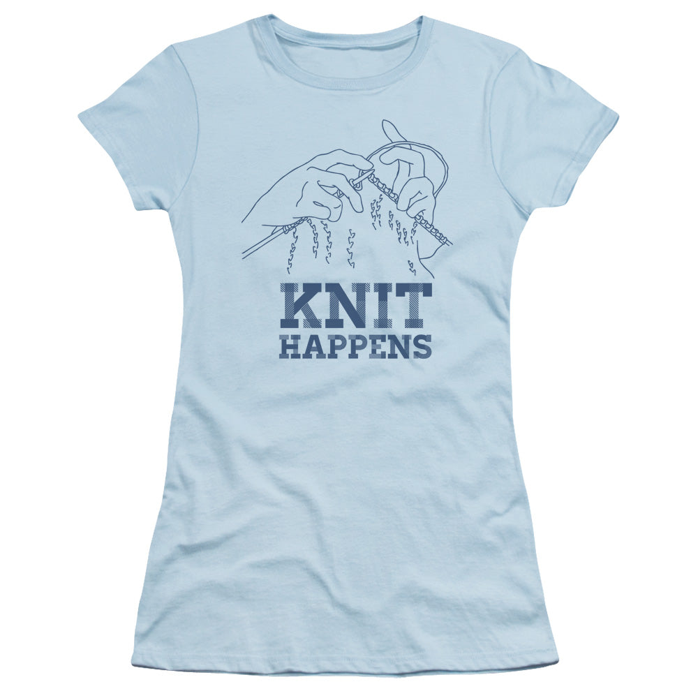 Knit Happens - Short Sleeve Junior Sheer - Light Blue T-shirt