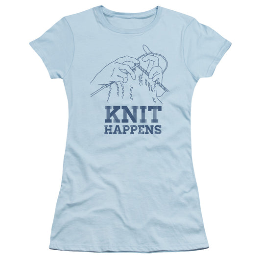 Knit Happens - Short Sleeve Junior Sheer - Light Blue T-shirt