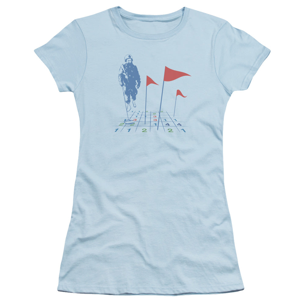 Mine Sweeper - Short Sleeve Junior Sheer - Light Blue T-shirt
