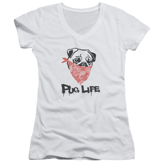 Pug Life - Junior V-neck - White