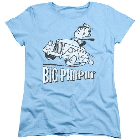 Big Pimpin - Short Sleeve Womens Tee - Light Blue T-shirt