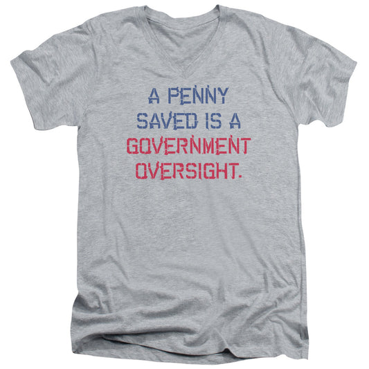 A Penny Saved - Short Sleeve Adult V-neck - Athletic Heather T-shirt