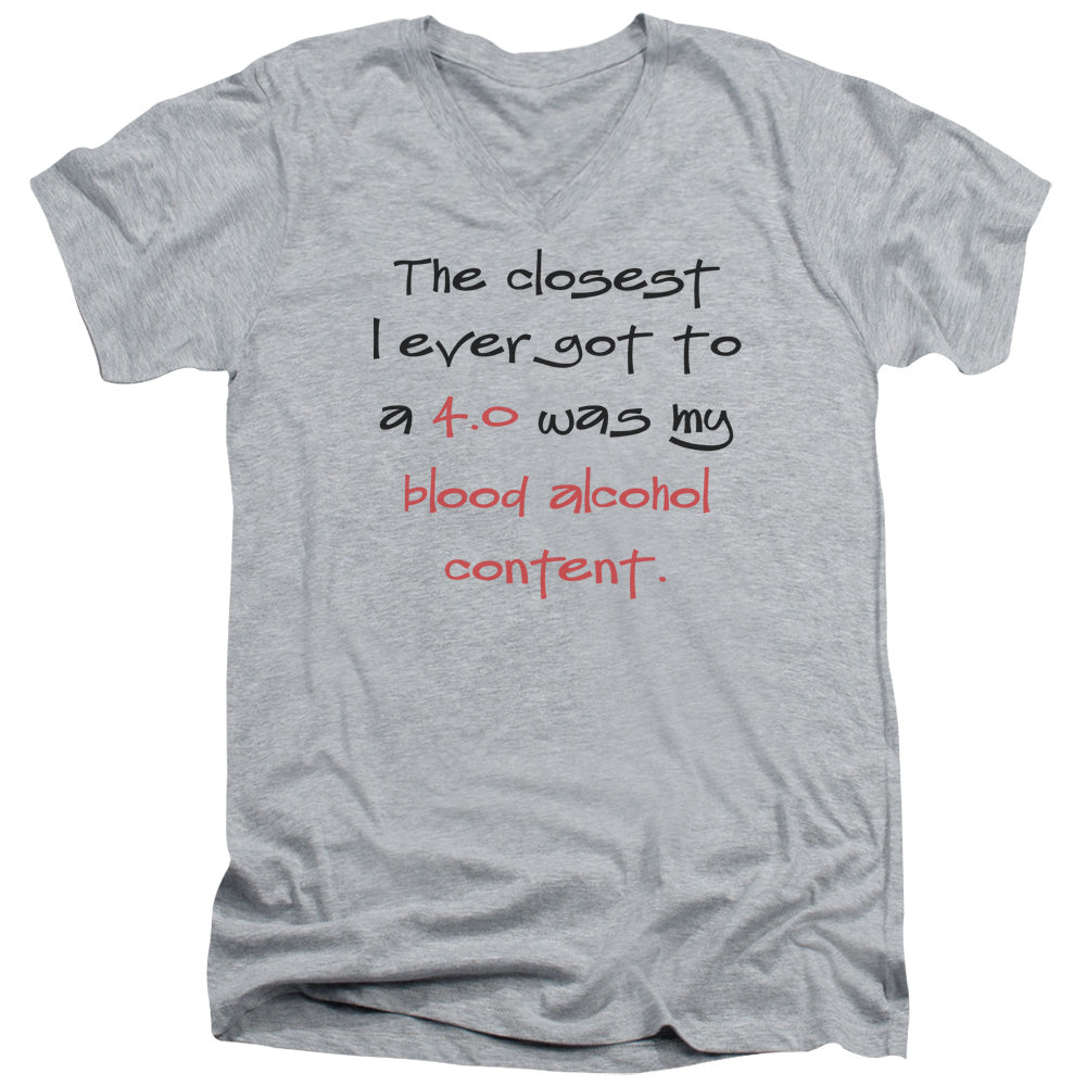 4.0 Blood Alcohol - Short Sleeve Adult V-neck - Athletic Heather T-shirt