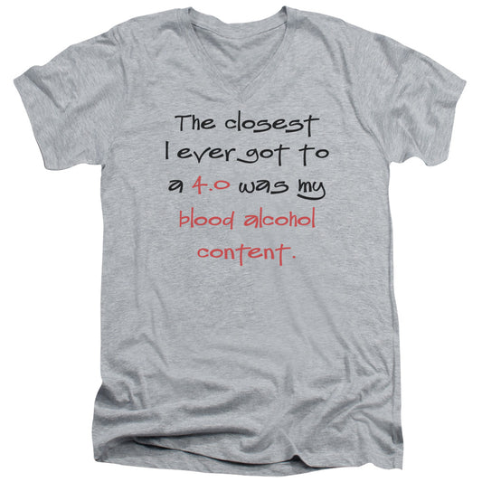 4.0 Blood Alcohol - Short Sleeve Adult V-neck - Athletic Heather T-shirt