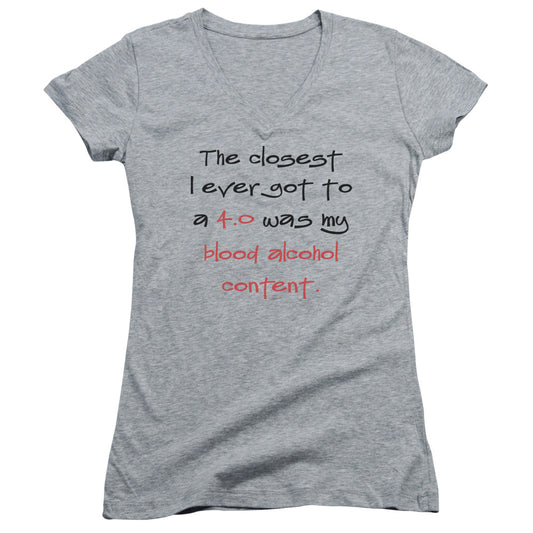 4.0 Blood Alcohol - Junior V-neck - Athletic Heather