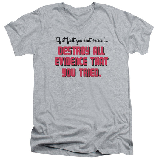 Destroy All Evidence - Short Sleeve Adult V-neck - Athletic Heather T-shirt