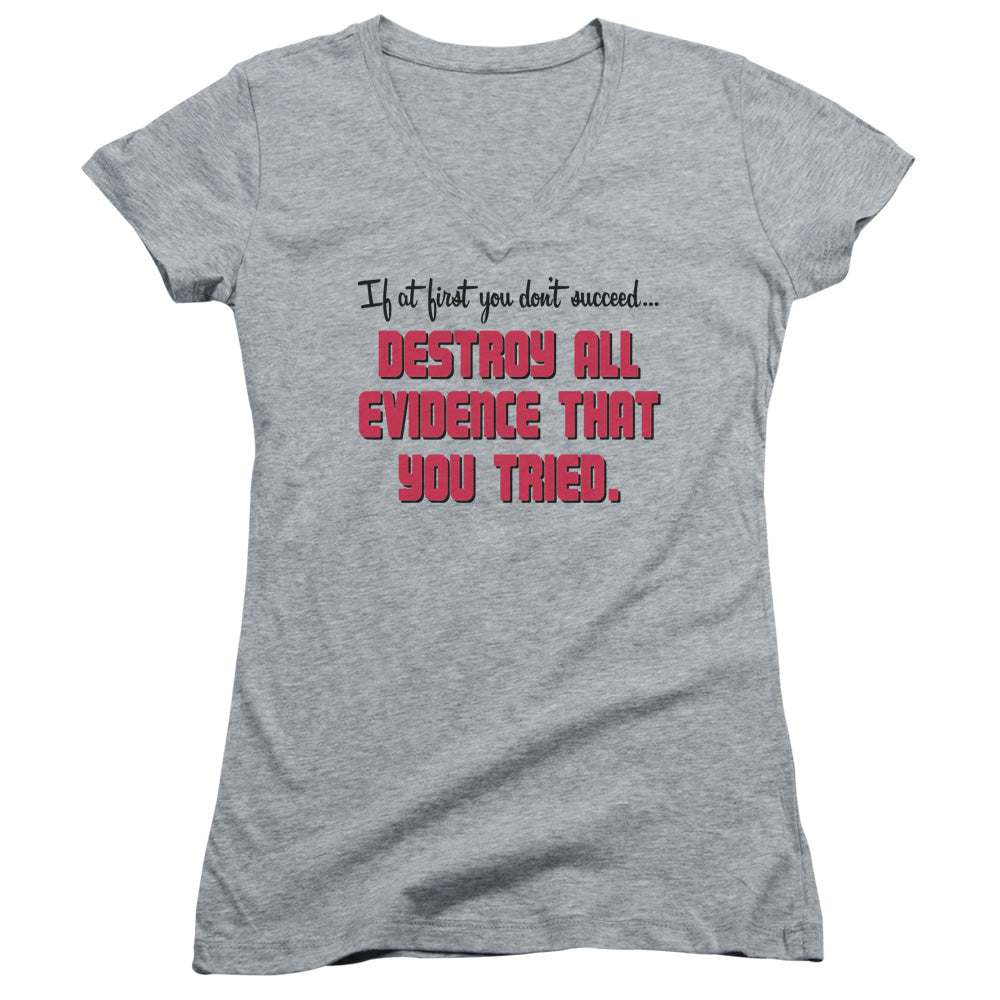Destroy All Evidence - Junior V-neck - Athletic Heather