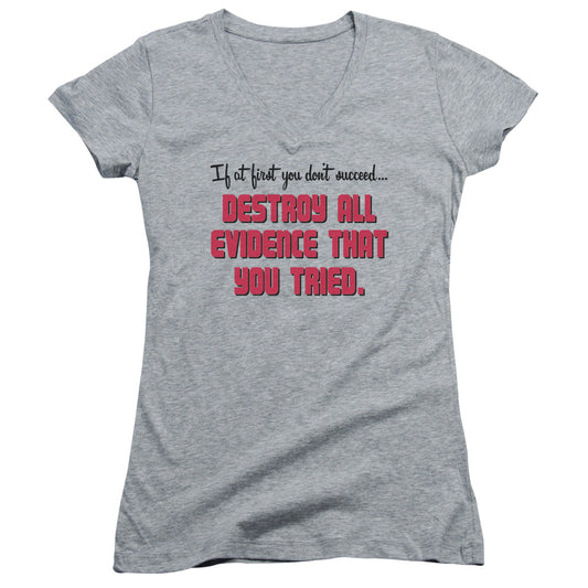 Destroy All Evidence - Junior V-neck - Athletic Heather