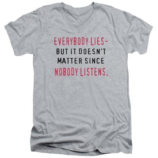 Everybody Lies - Short Sleeve Adult V-neck - Athletic Heather T-shirt
