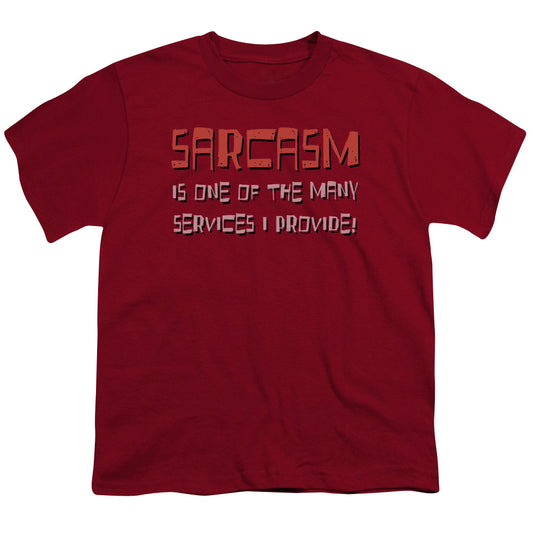 Sarcasm Is A Service - Short Sleeve Youth 18 - 1 - Cardinal T-shirt