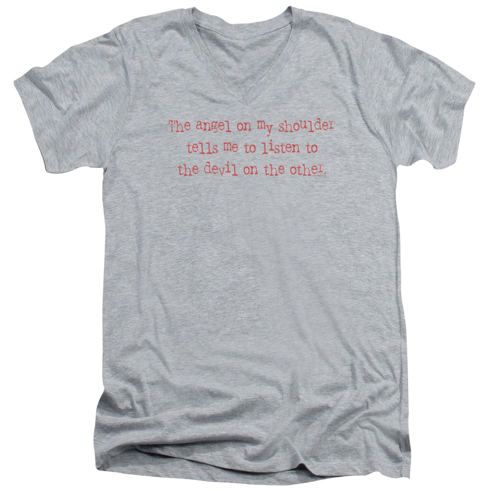 An Angel On Shoulder - Short Sleeve Adult V-neck - Athletic Heather T-shirt